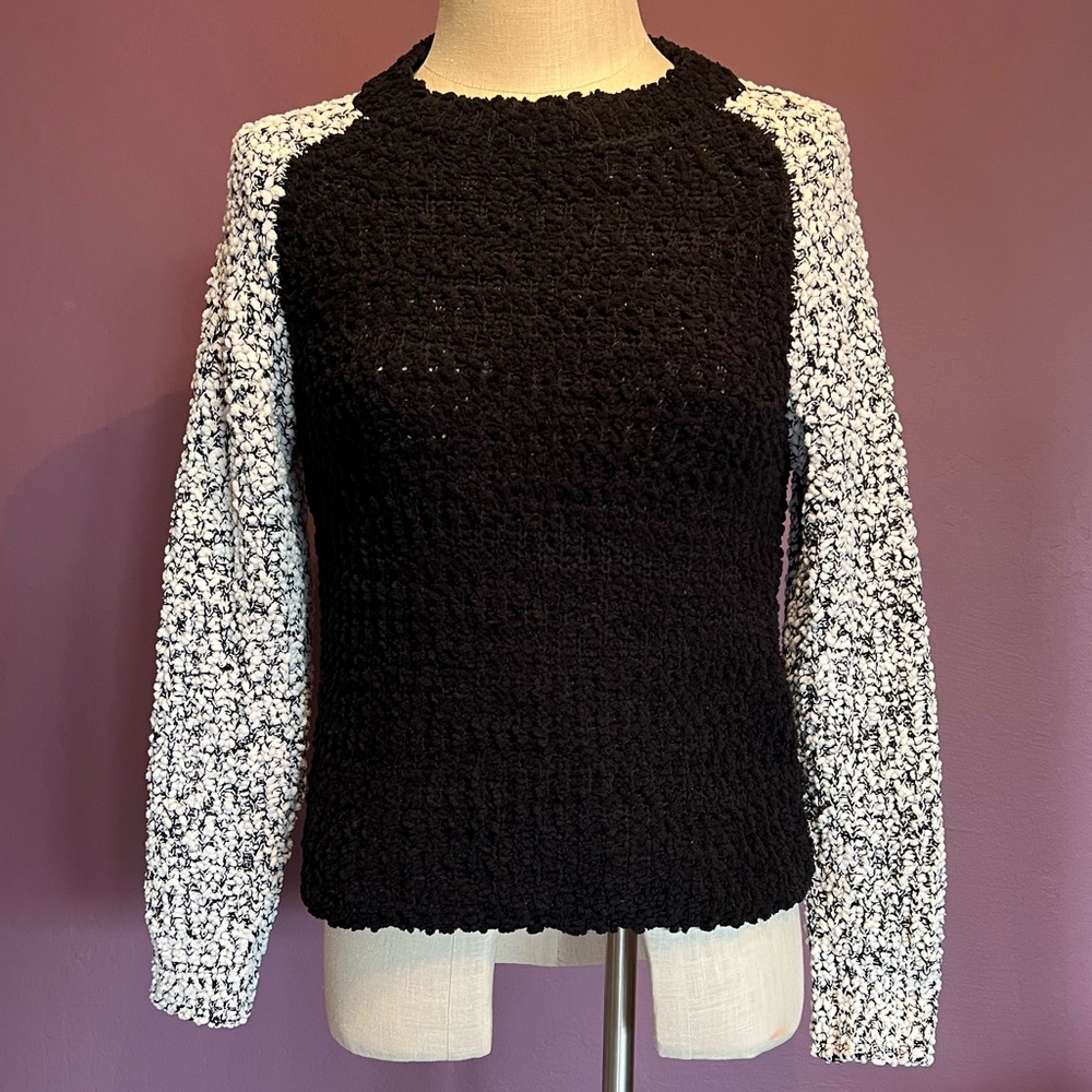 🖤Nordstrom Bobeau Popcorn Knit Crewneck Sweater, Long Sleeved, Black & White